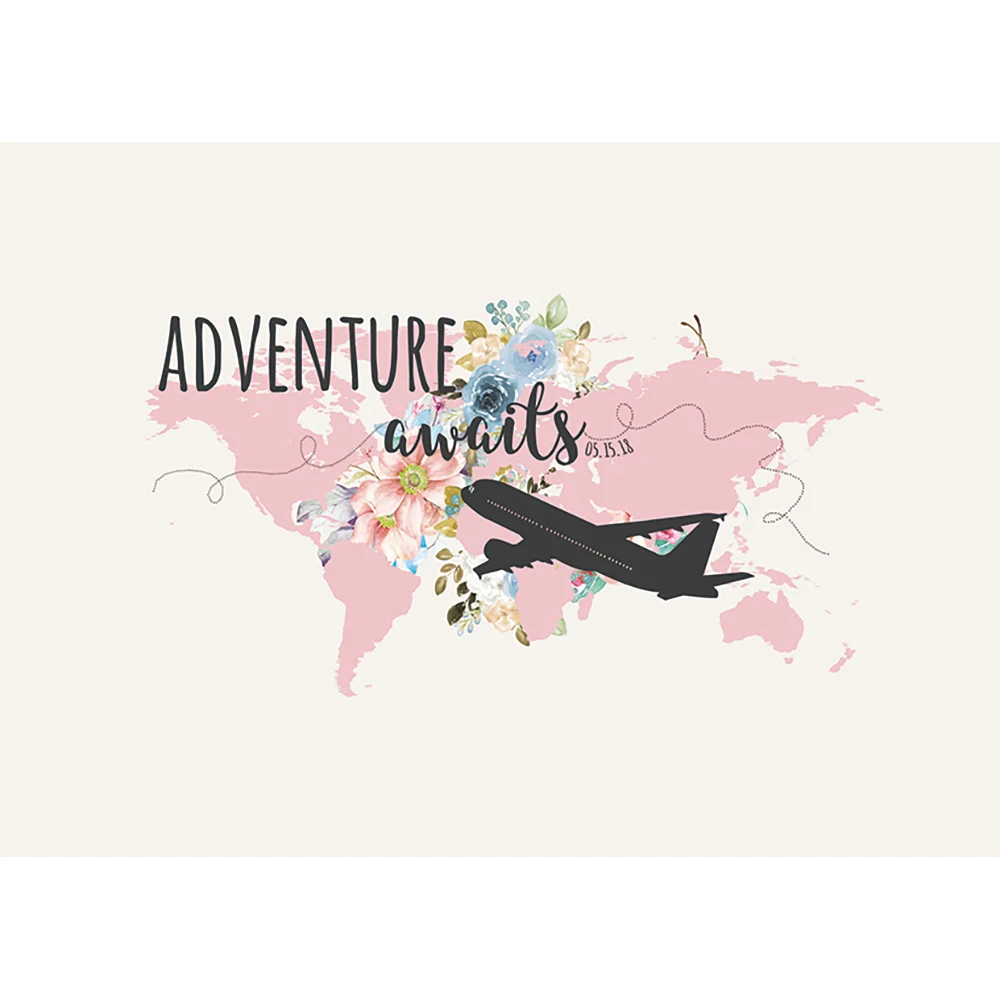 Фон Funnytree для фотосъемки с тематикой свадьбы самолета приключений розовая карта