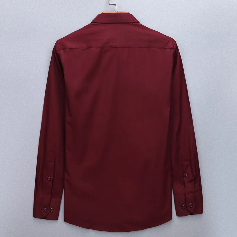 2021 Male Social Shirt Black Blue White Purple Red Pink 4XL Men's Business Casual Long Sleeve Twill Solid Color | Мужская одежда