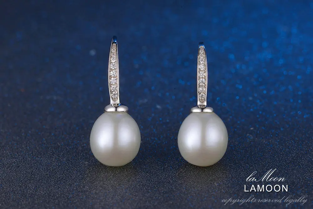 Luoon 8 мм 7.2ct натуральный пресноводный жемчуг 925 пробы серебряные ювелирные изделия S925 Висячие серьги для женщин LMEI005