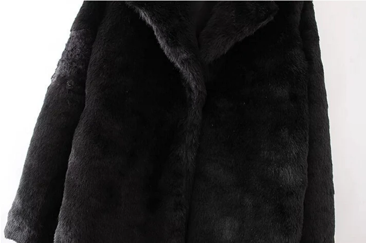 Зима Женщина Черный Длинный Волосатая Shaggy Искусственного Меха Пальто Новый