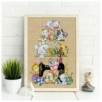 the kitten beside the sewing machine 2 cross stitch kit cat animal 14ct 11ct linen flaxen canvas embroidery diy needlework