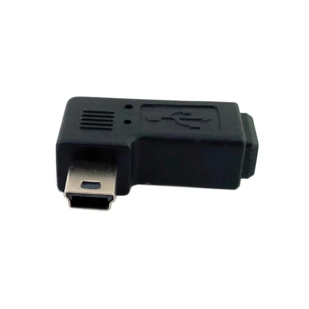Переходник Mini USB штекер гнездо на 90 градусов с левым и правым углом 5 контактный