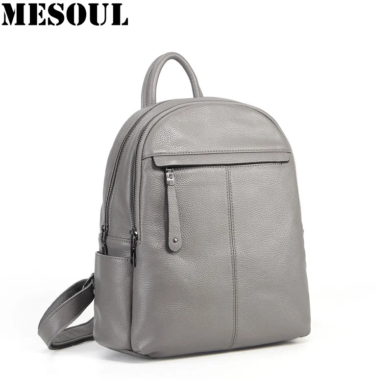 

Fashion Black Backpack Female Genuine Leather Women's backpack Big Capacity Daily Schoolbag Top Quality Shoulder Travel Knapsack