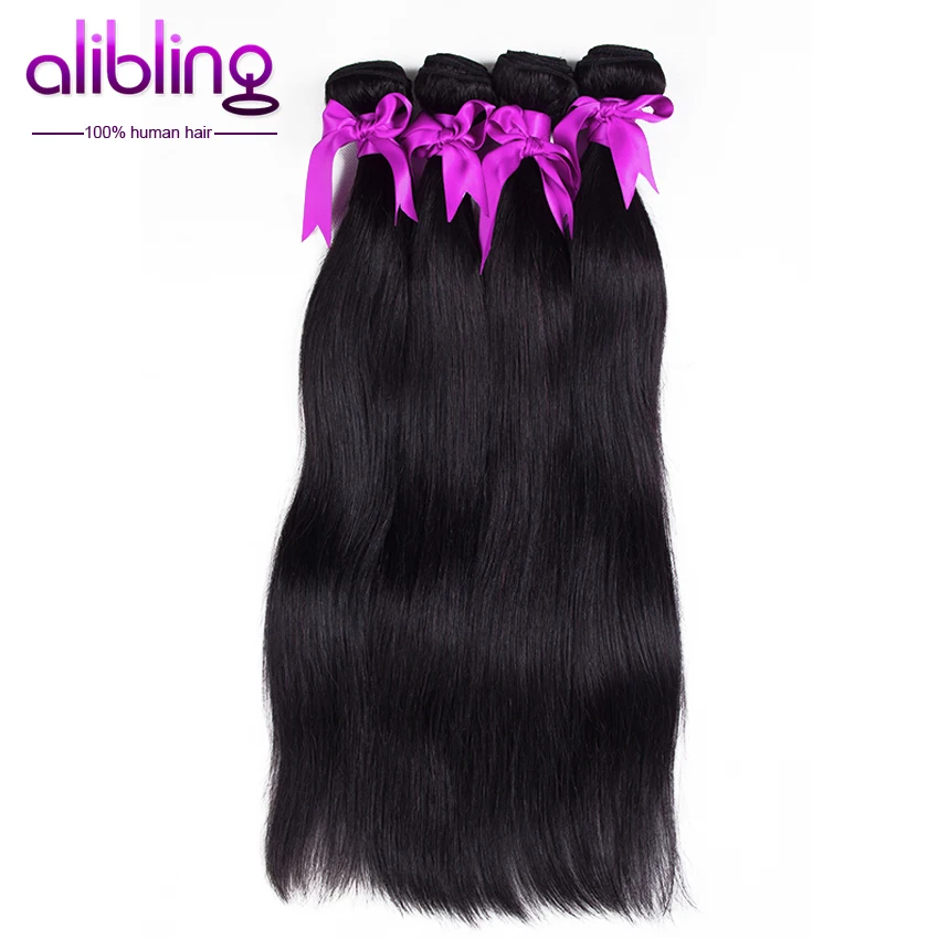 5 Пучки 7А Класс Индийский Девы Волосы Прямые Человеческих Волос Weave Роза Али Bling
