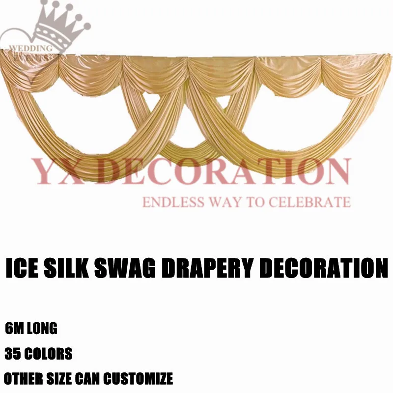 

Дешевая цена 6 м Широкий Топ Swag драпировка для ледяного шелка свадебный фон старинное оформление фона