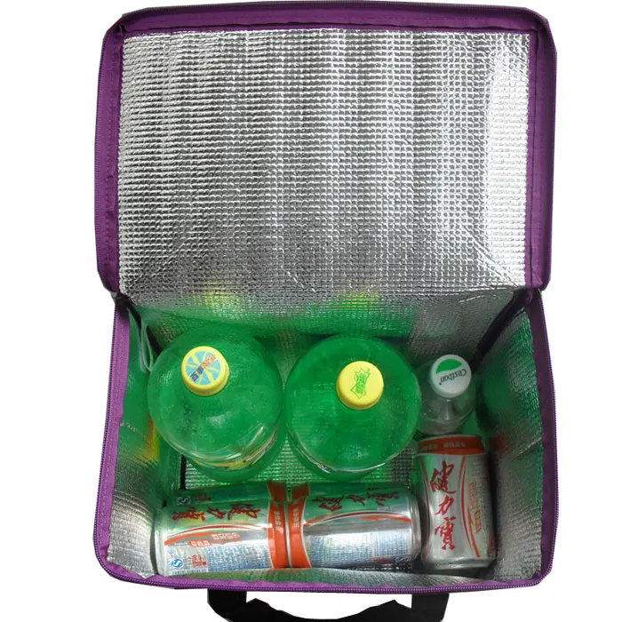 Пурпурная легкая Нетканая охлаждающая сумка в использовании Термосумка для еды 9