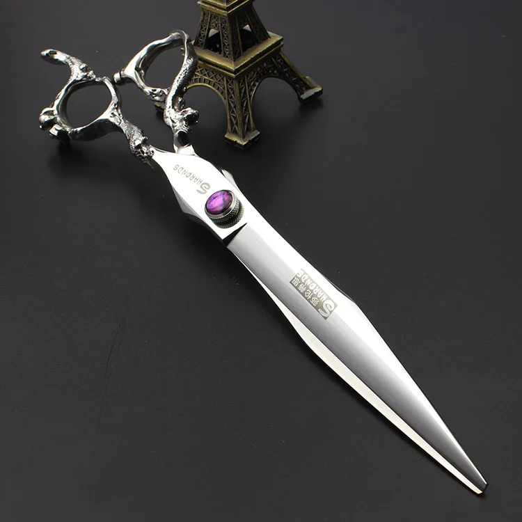 Высококачественный dual-head ножницы 7/7,5/8/9 inch ножницы Салон персонализированные ножницы из 440c - Цвет: 8inch Purple Diamond