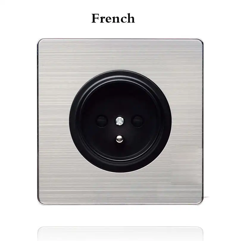 French standard 1, 2, 3, 4 комплекта, 1, 2 варианта, матовый светильник из нержавеющей стали, розетка с любым щелчком, контрольная настенная розетка, переключатели, панель со светодиодом - Цвет: French standard