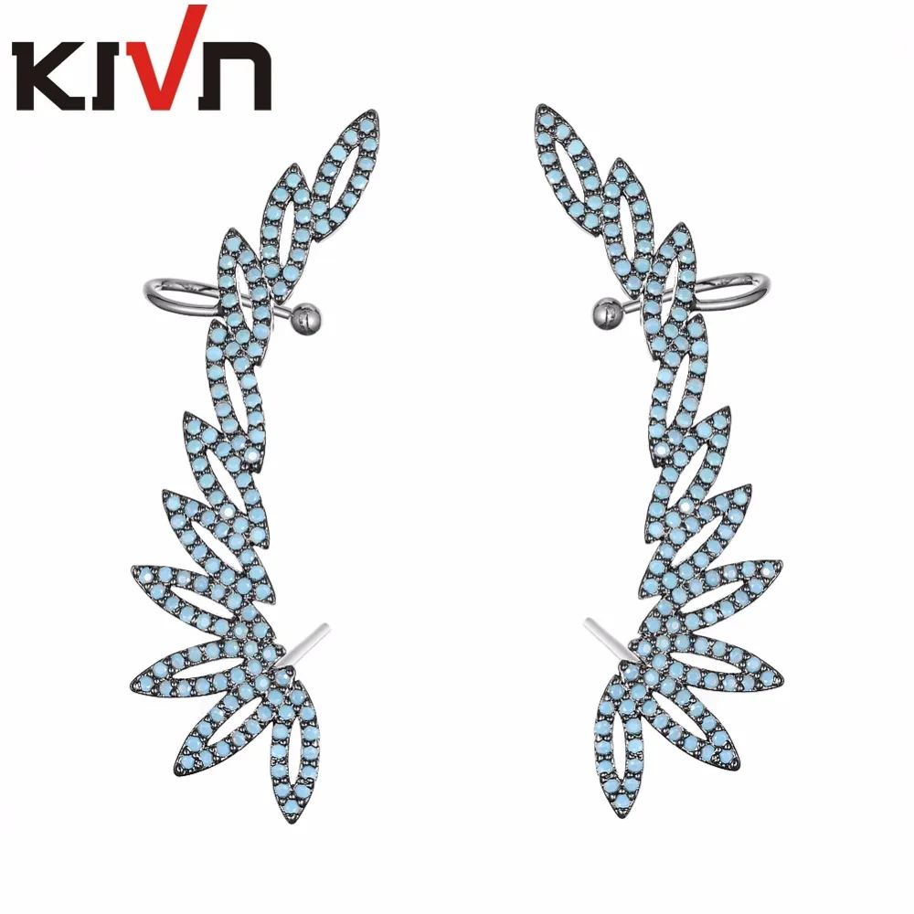 

Модные ювелирные изделия KIVN, фианиты, женские серьги-каффы для девочек, серьги-лестницы на гусеничном ходу, подарки на Рождество, день рожде...