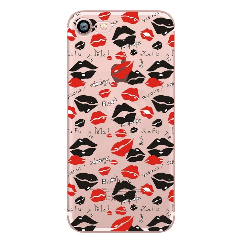 Phone Case For iPhone 7 Sexy lip print Makeup Full Protection PC Cover Coque 6 6S X 8 5 5s se Plus pink Funda Capa |