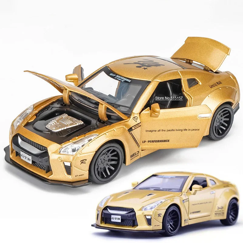 Gold 1:32 miniauto diecasts gtr Игрушечная модель автомобиля Авто oyuncak игрушки для детей гоночный автомобиль спортивный гоночный GT-R LV-N148 - Цвет: Gold