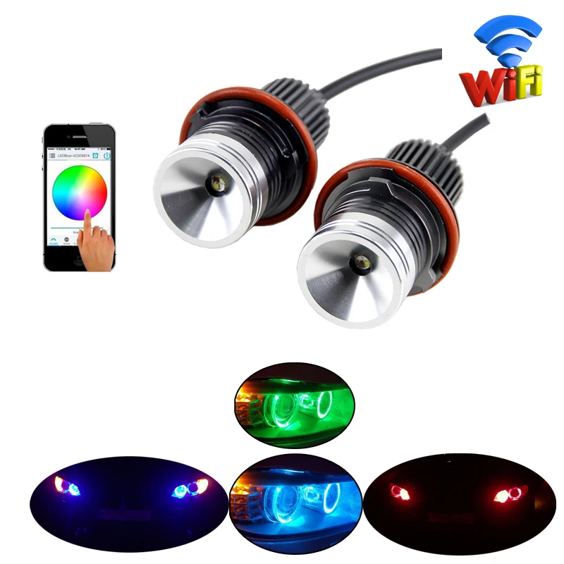 

24 Вт Wi-Fi RGB светодиодный Ангельские глазки 12V canbus Светодиодный Маркер halo Кольцо лампы для BMW E60 E61 E63 E64 87 X3 E39 E53 E65 E66 без O.B.C ошибка