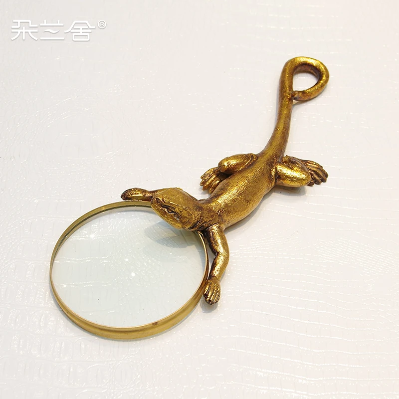 Американская Мода увеличительное стекло в форме золотой ящерицы украшение