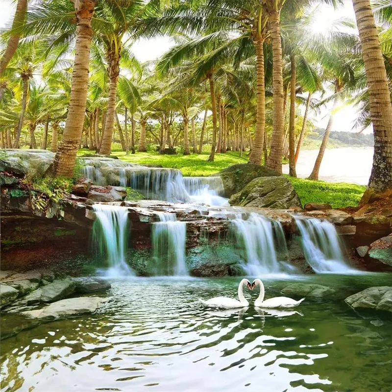 Wellyu Hainan Island кокосовое дерево лес водопад пейзаж живопись на заказ большая