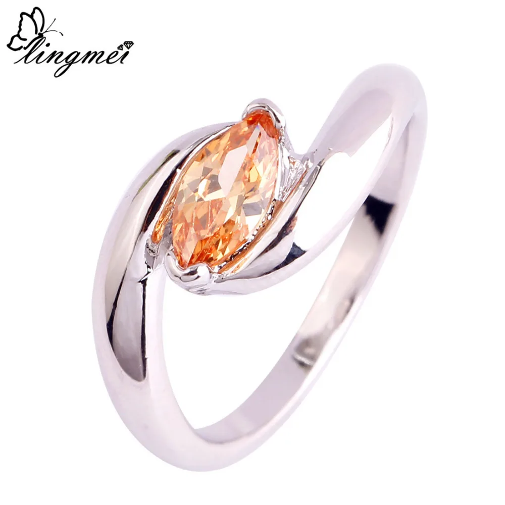 Lingmei оптовая продажа модные ювелирные изделия огранка маркиза цвета шампанского