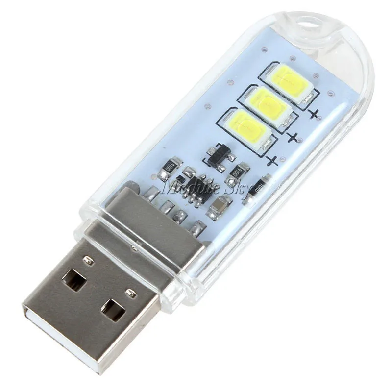 1 шт. 5 в USB 3 светодиода SMD белый/теплый свет s лампа для кемпинга светильник льник