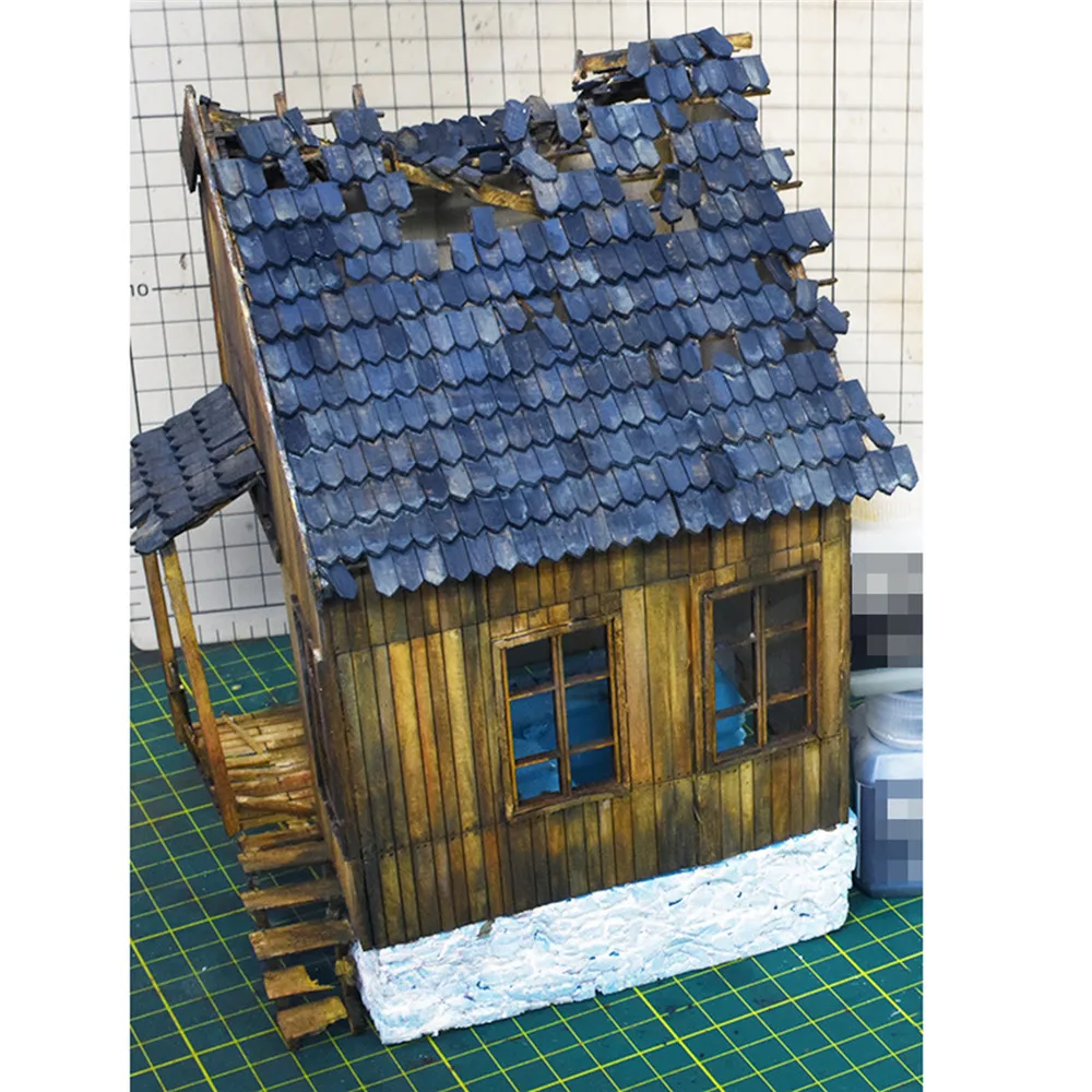 

1/35 рваные европейскый деревянный дом No.1 модель DIY войны военные строительные сценарий люкс картина деревянная модель дома Наборы