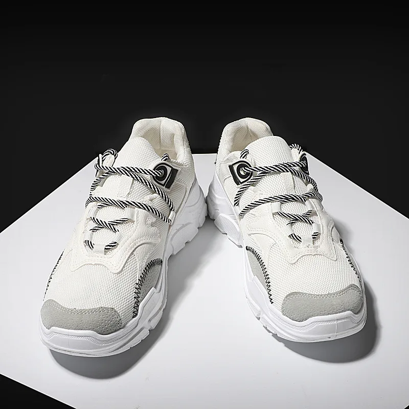 Men's shoes trend thick bottom deodorant casual sports fashion lace autumn and winter solid color student running | Спорт и