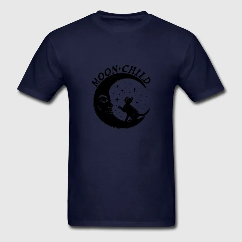Модные Для мужчин футболка 100% хлопок Moon Child для Йог мужской Weird Camisetas Hombre известные