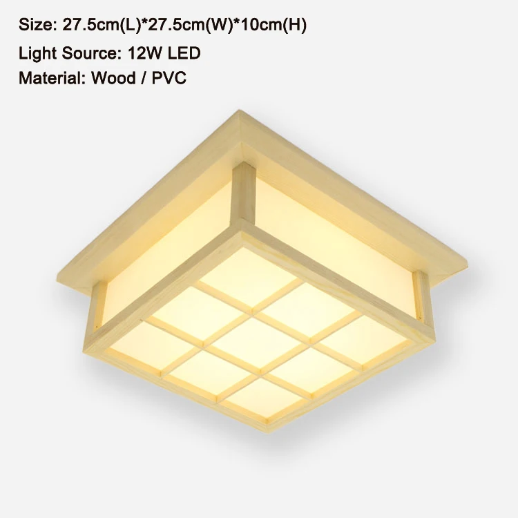 Современный квадратный деревянный потолочный светодиодный светильник из дуба и