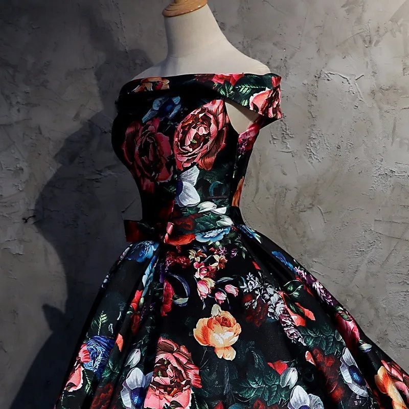 Vestido De Festa 2018 винтажное яркое вечернее платье с цветочным узором бальное