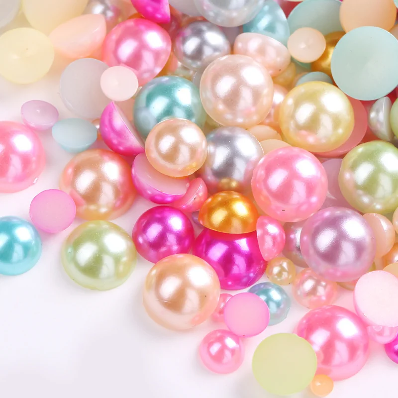 Полукруглые поделки с плоской задней стороной 24 цвета 1000 шт. (2 10 мм) из жемчуга АБС