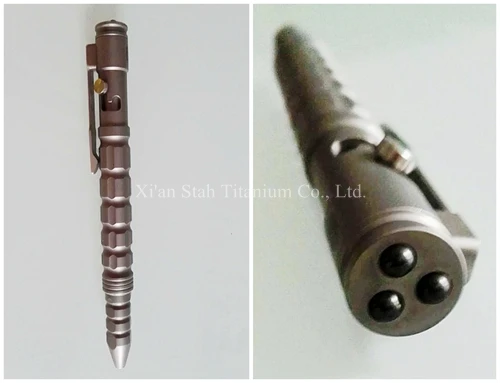 Harga Titanium TC4 135Mm EDC Taktis Gel Pena 47G Dengan Bolt Action Desain Tombol 3 Silicon Nitride Manik-manik Atas Untuk Darurat Palu