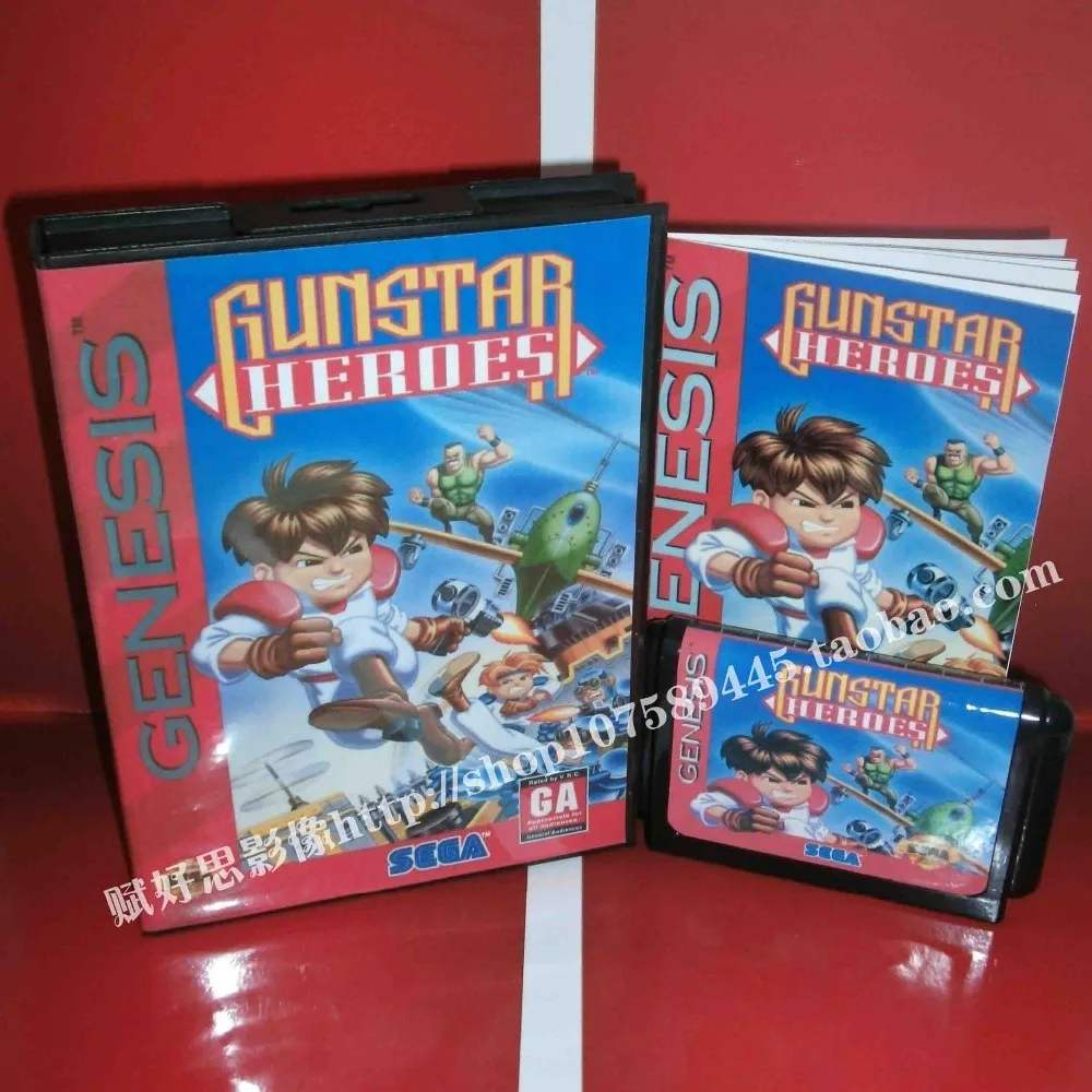 Sega MD игра-Gunstar героев с коробкой и руководством для 16 бит игровой картридж Megadrive