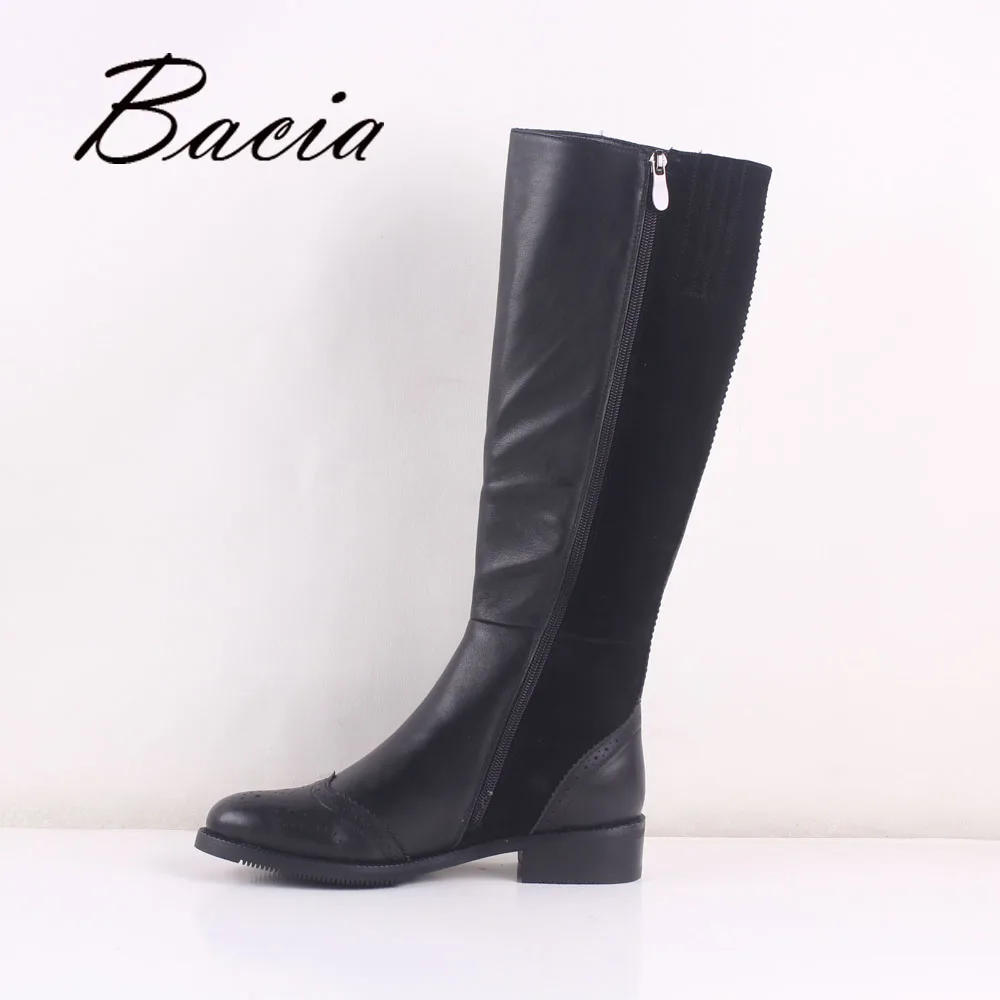 Bacia/100% натуральная кожа женская обувь сапоги до колена круглый носок квадратный