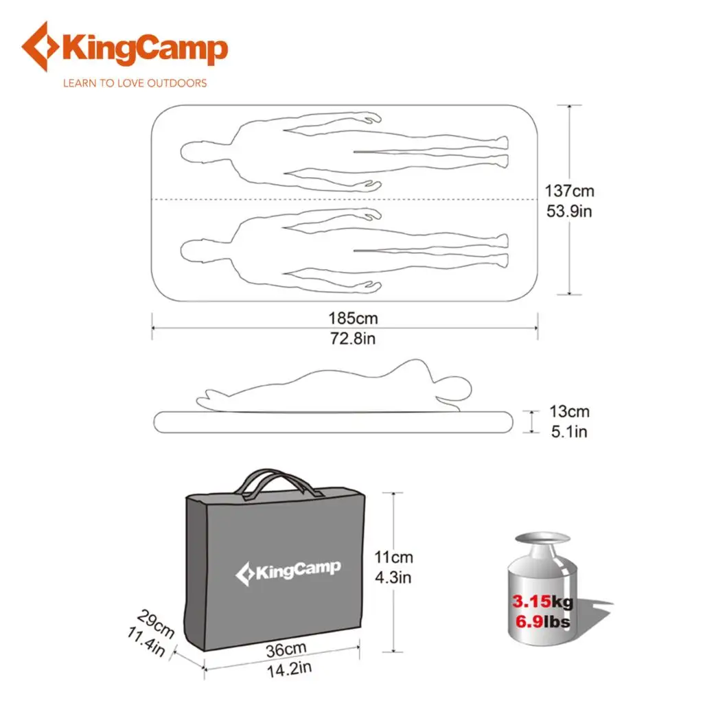 KingCamp двойной походный коврик с Оксфордским мешком портативный Открытый походный коврик синий Открытый Матрас для пешего туризма треккинга