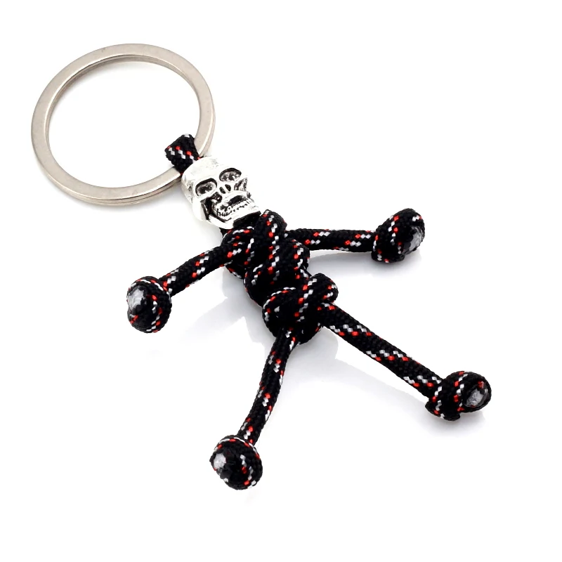 Модный мужской брелок с черепом посеребренный сплав плетеная веревка кукла для