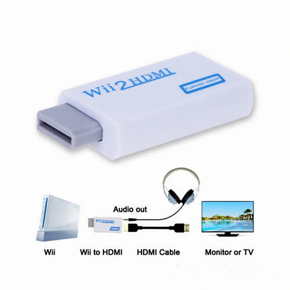 Высококачественный Full HD HDMI 1080P конвертер адаптер с 3,5 мм аудио выходом для wii 2 HDMI белый дропшиппинг 012