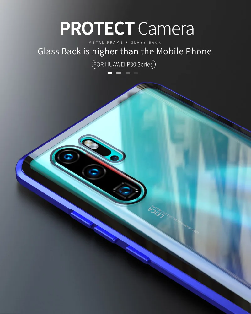 Передний+ задний прозрачный магнитный металлический чехол из стекла для huawei P30 P20 mate 20 Pro Honor 20 Pro 20i V20 Nova 4 3i 3 5 Pro 5i Full Cover