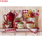 Полная квадратная круглая 5D алмазная живопись своими руками Красные столовые приборы картины Алмазная Бриллиантовая вышивка крестом, кухонный Декор