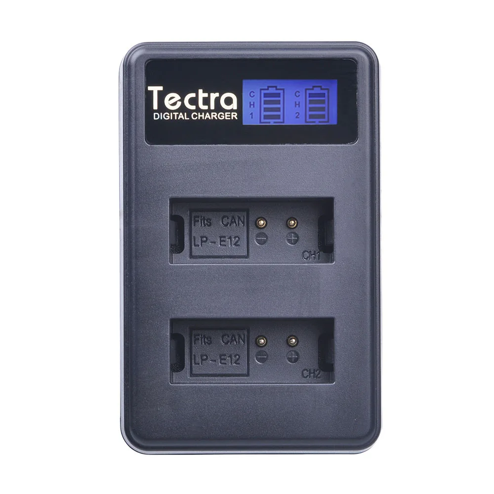 Tectra 2 шт. LP E12 сменный литий ионный аккумулятор + ЖК USB двойное зарядное устройство