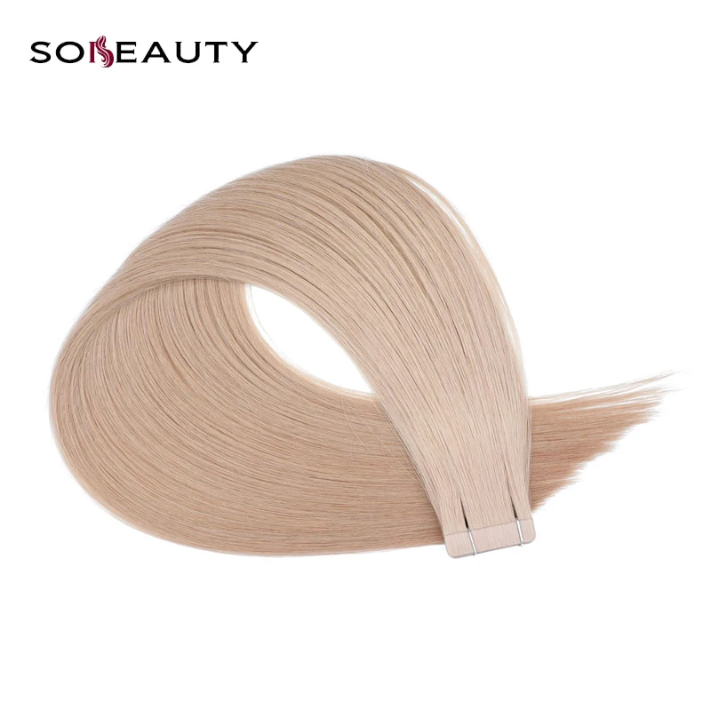 #18 Sobeauty лента в Пряди человеческих волос для наращивания прямых индийских Реми седые волосы клейкая лента с возможностью нанесения на невидимые из полиуритановой кожи для наращивания 20 шт./упак - Цвет: #18