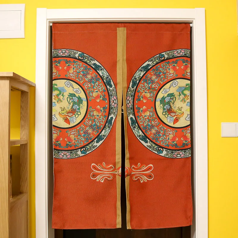 Китайская национальная синяя и белая фарфоровая китайская хлопковая занавеска