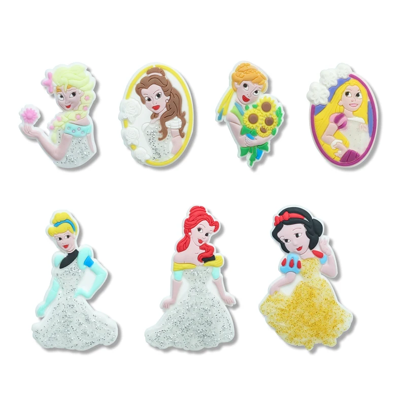 Princess Jibz For Girls Shoes Accessories Fit Bands Bracelets Croc Charms Decoration PVC Shoe Kids Gifts | Обувь