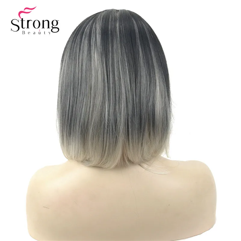 StrongBeauty короткий прямой темно-коричневый выделенный Боб, боковая обметка синтетические парики выбор цвета