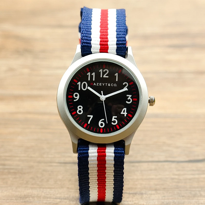 

2018 new arrived fashion boys and girls mix red nylon strap wristwatch middle student casual quartz watch child cute sport watch