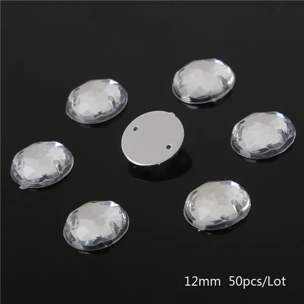 12mm transparency Круглый Rinestones 6-20 мм стразами пришить горный хрусталь 2 отверстия Щепка Flatback акрил украшения для Сумки и платье одежда и Обувь - Цвет: 12mm transparency