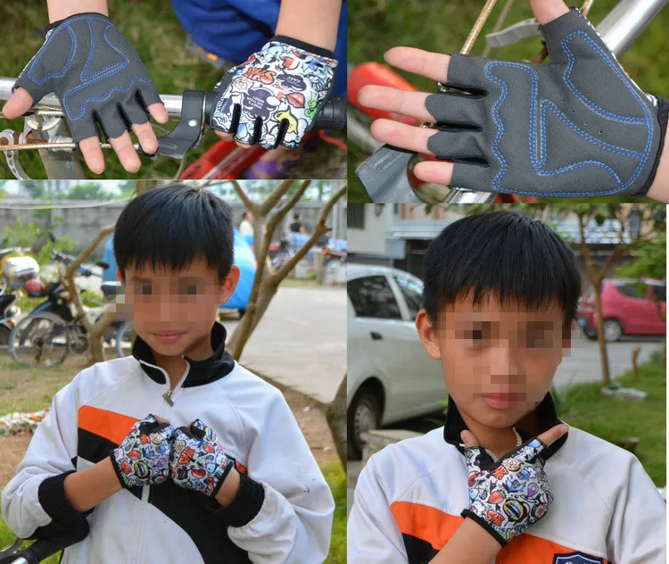 Детские велосипедные перчатки для мальчиков и девочек с полупальцами горных