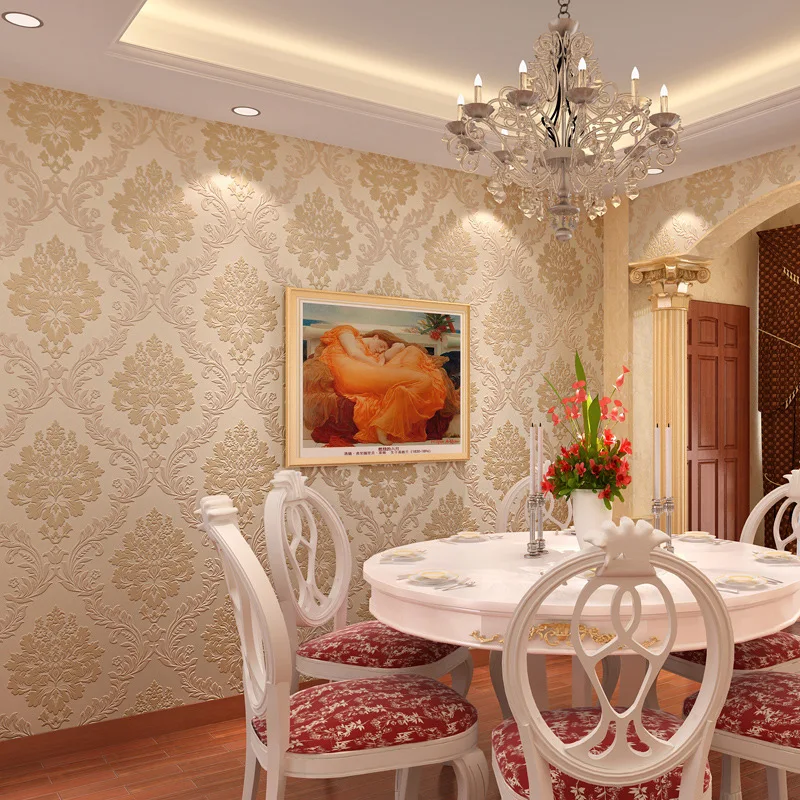Нетканые обои в европейском стиле 3D Дамасские для гостиной|living room wallpaper|wallpaper 3dstyle