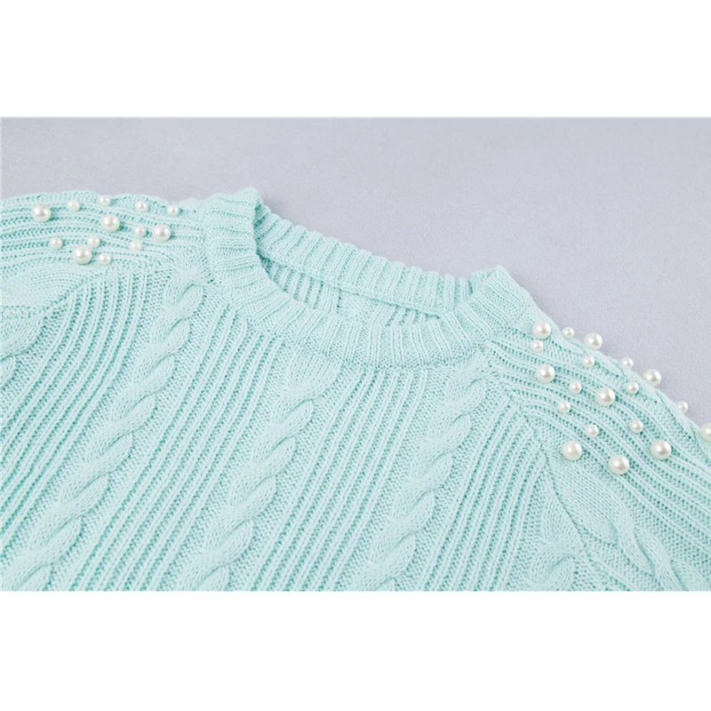 Длинные свитера с градиентным жемчугом для женщин Ulzzang Harajuku пуловер бусинами