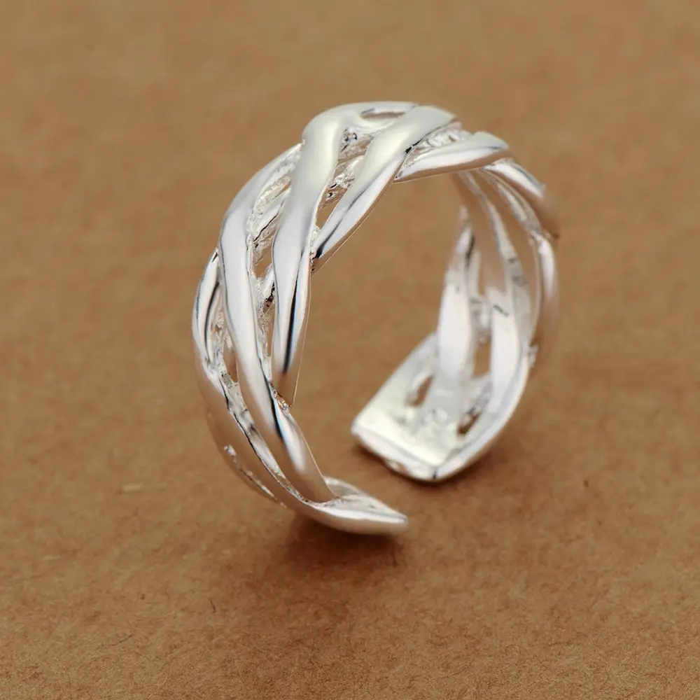 Простое модное регулируемое кольцо с покрытием из серебра 925 пробы оптовая