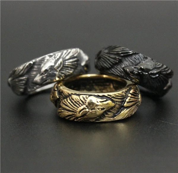 Прямая поставка 3 цвета Крутое Золотое модное черное кольцо с волком в стиле панк