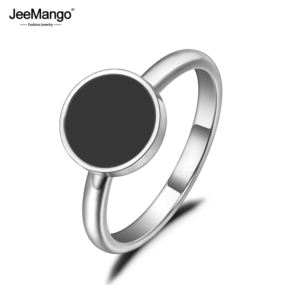 Jeemango Мода OL Стиль Юбилей кольцо для Для женщин и девочек 10/12 мм черное акриловое
