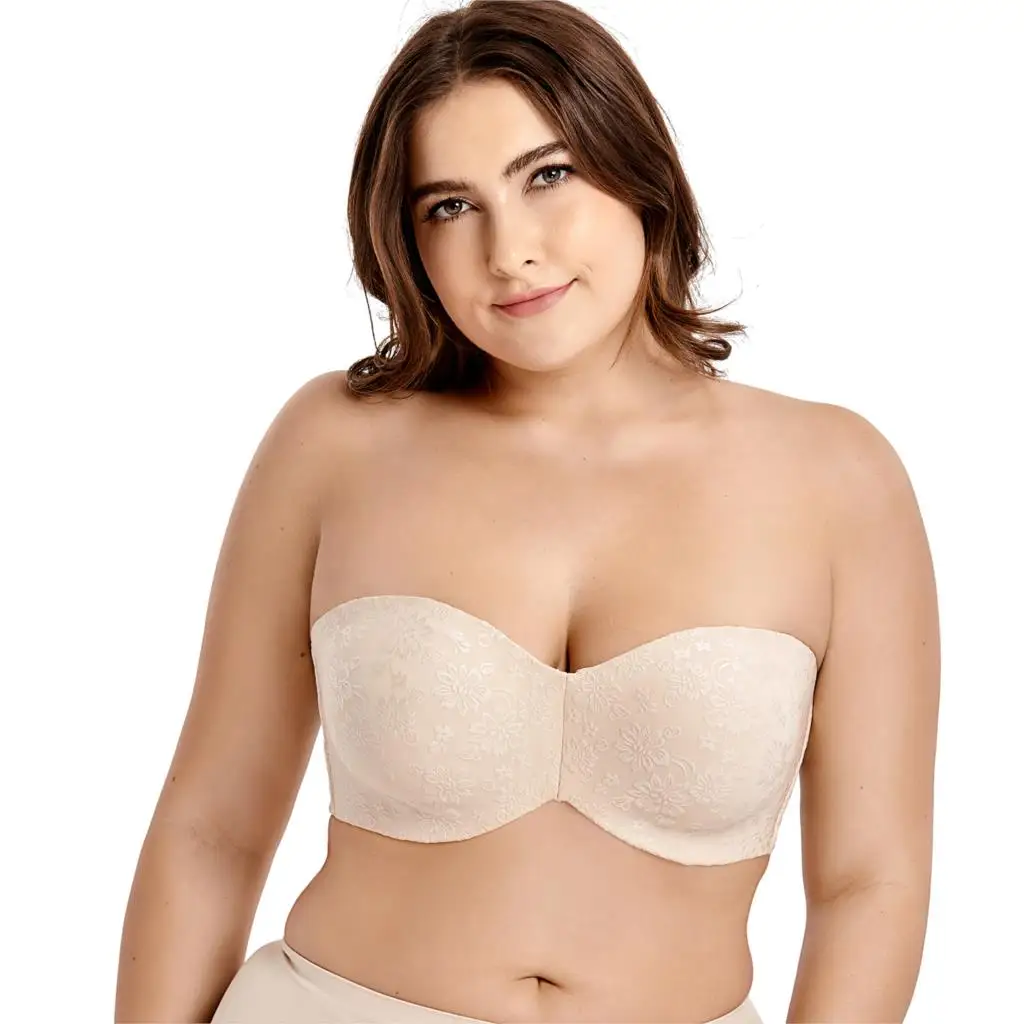 Beige03 Женский жаккардовый бюстгальтер без косточек с полным покрытием без косточек - Цвет: Beige03