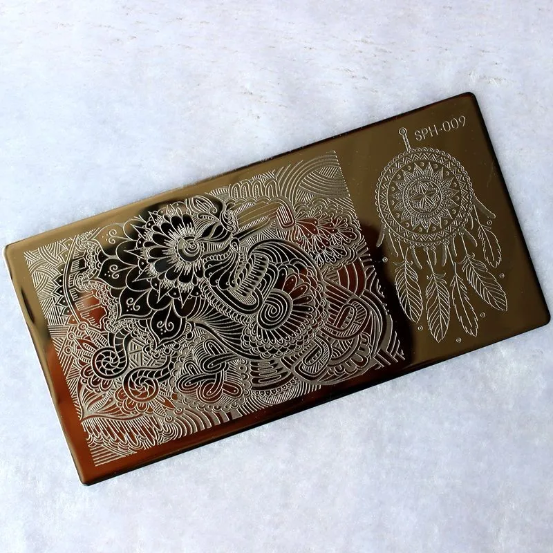 1 шт. перо для дизайна ногтей штамповка пластина Мандала изображение Дамаск