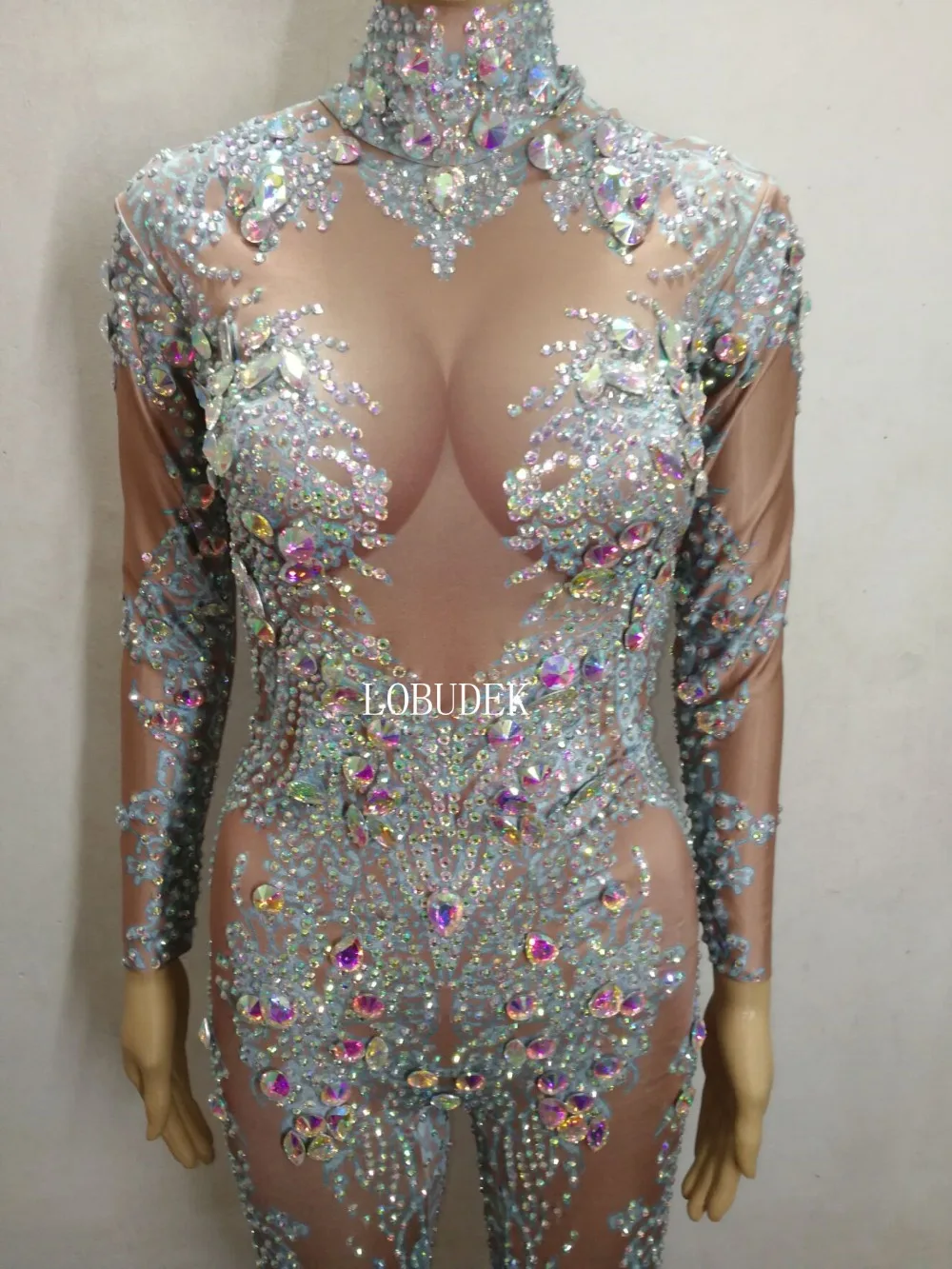 Комбинезоны Стразы с кристаллами женские узкие ромперы для ночного клуба певицы
